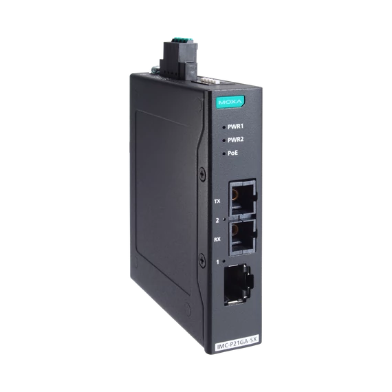 MOXA IMC-P21GA-G2-SX-SC PoE+ médiakonverter.