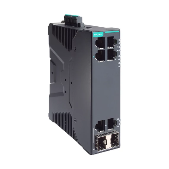 Moxa SDS-3006-2GTXSFP kompakt, intelligens ipari Ethernet switch.