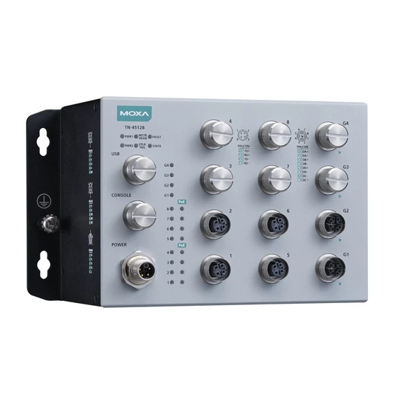 Moxa TN-4512B-8P-4G-CT-T Layer 2 vasúti menedzselt Ethernet switch