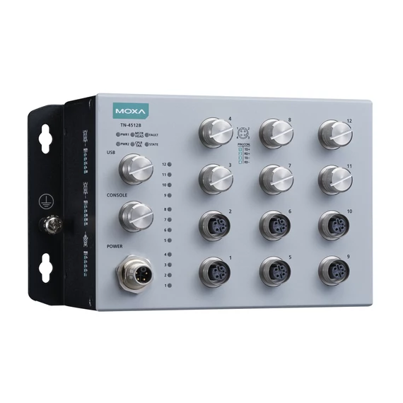 Moxa TN-4512B-CT-T Layer 2 vasúti menedzselt Ethernet switch