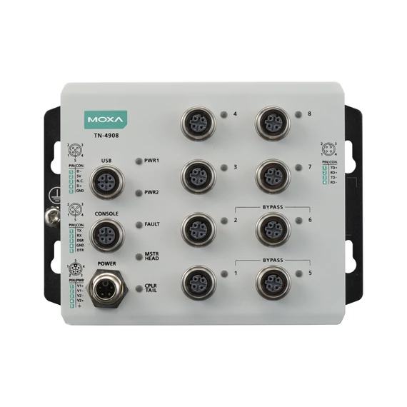 Moxa TN-4908-ETBN-F-4GTXBP-WV-CT-T vasúti ipari biztonsági tűzfalrouter
