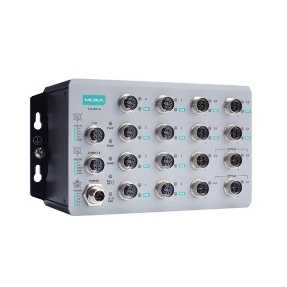 Moxa TN-4916-8PoE-4GPoE-4GTX-WV-CT-T vasúti ipari biztonsági router